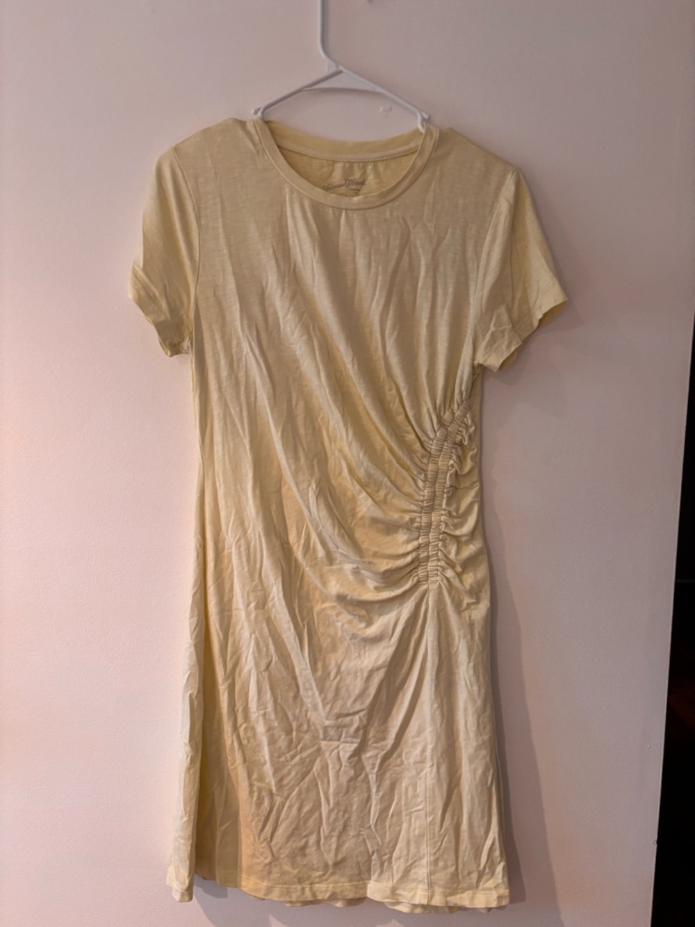 Target Pale Yellow Ruched Side Tee Dress